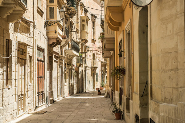 Narrow street in Valletta - the capital of Malta