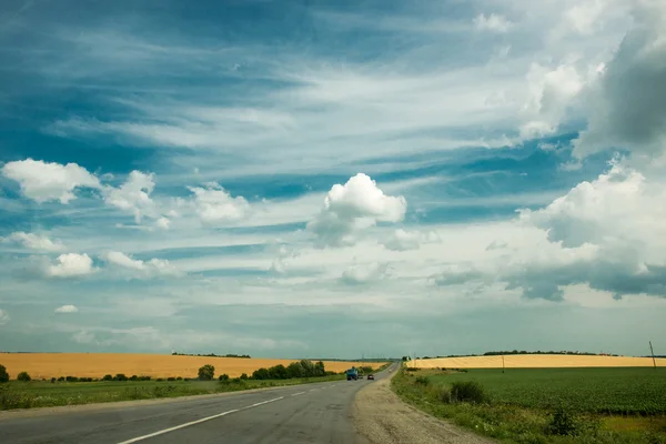 Road among fields — Stock Photo, Image