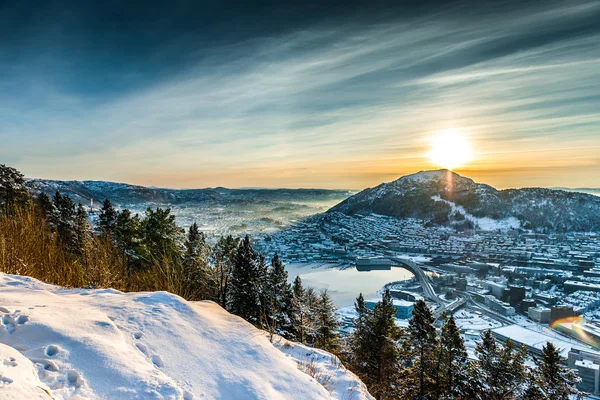 Vista invernale su Bergen — Foto Stock