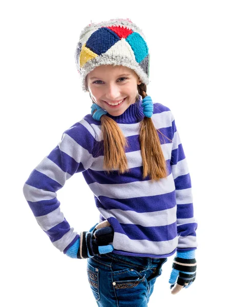 Cute little girl in a warm sweater and  cap — Stock Photo, Image