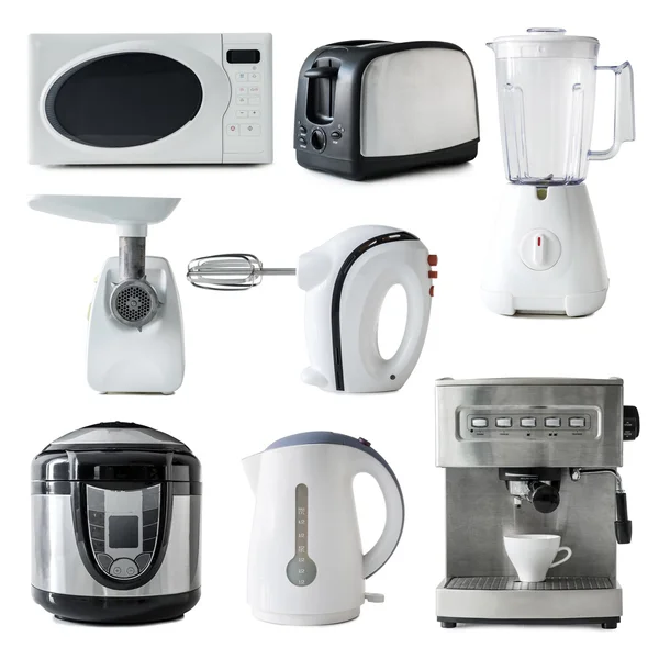 Different types of kitchen appliances collage — Stock Photo, Image