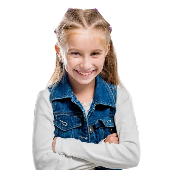 Menina apontando para cima — Fotografia de Stock