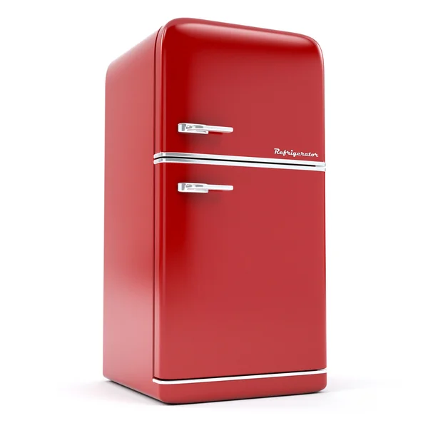 Ретро холодильник на белом фоне — стоковое фото