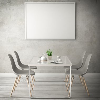 Beyaz Oda 3d çizim yaşayan