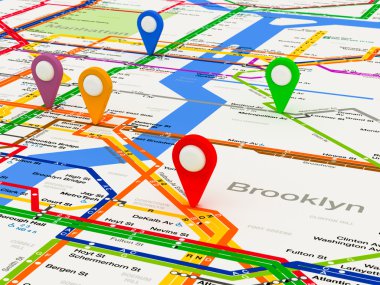 New York navigation subway map clipart