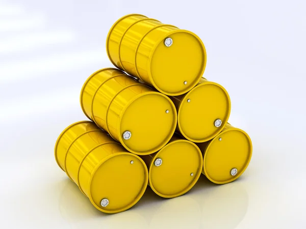 Chemical yellow barrels — Stock Photo, Image