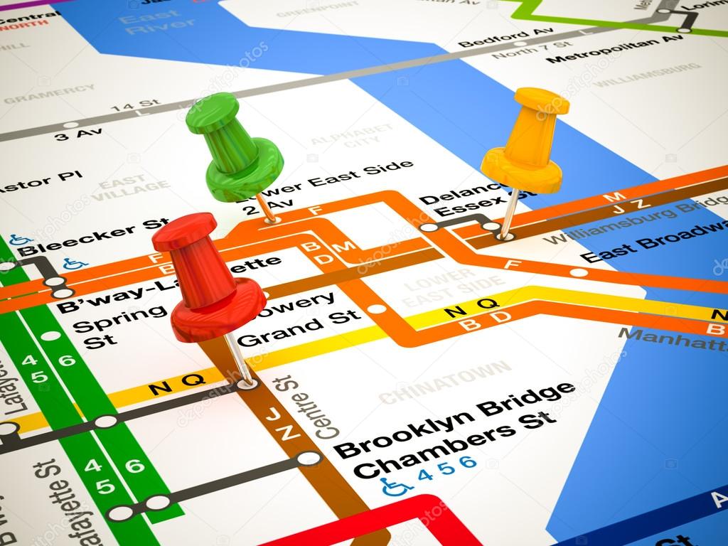 3d pins and subway map