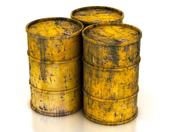 Chemical yellow old barrels — Stock Photo, Image