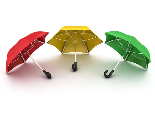 Three colored umbrellas — Stock Photo, Image