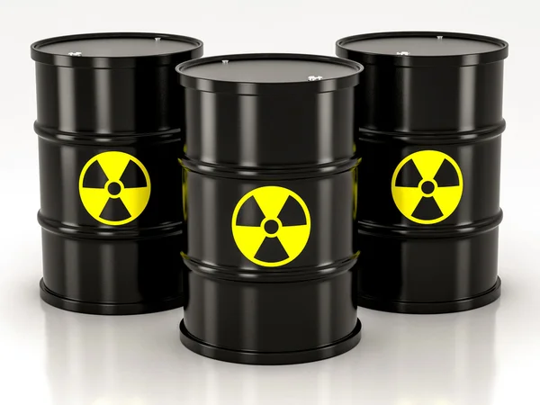 Black radioactive barrel — Stock Photo, Image