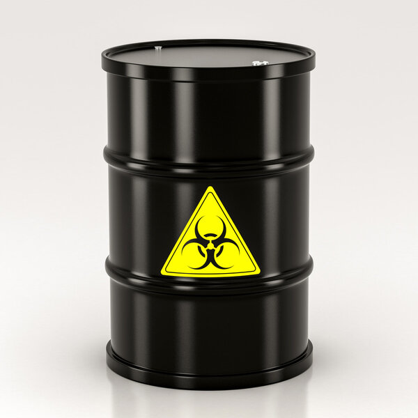 black biohazard barrel