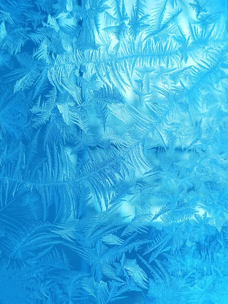 Modello di ghiaccio su vetro invernale — Foto Stock