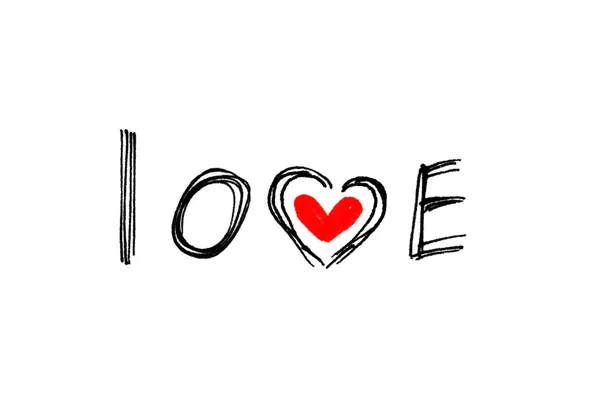 Palabra "Amor" con corazón abstracto sobre fondo blanco — Foto de Stock