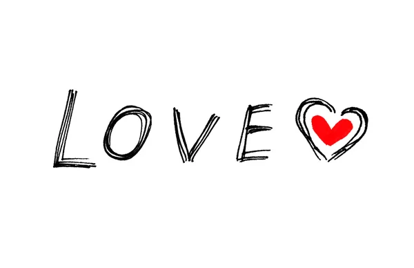 Woord '' liefde '' met abstracte hart op witte achtergrond — Stockfoto