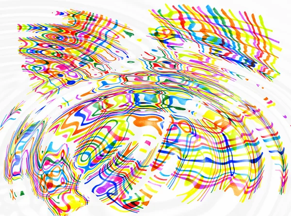 Manchas de color abstractas y líneas ondulan el fondo — Foto de Stock