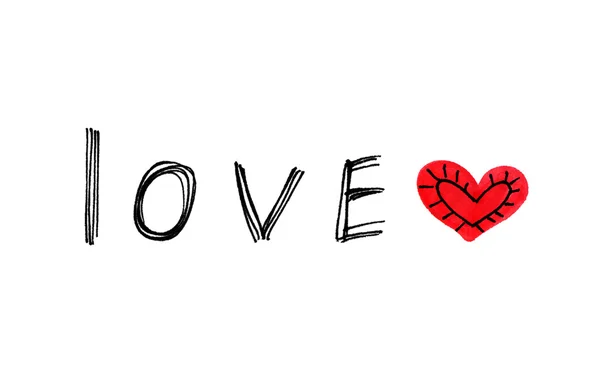 Parola "Amore" con cuore astratto su sfondo bianco — Foto Stock