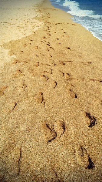 Pasos en la playa junto al mar — Foto de Stock