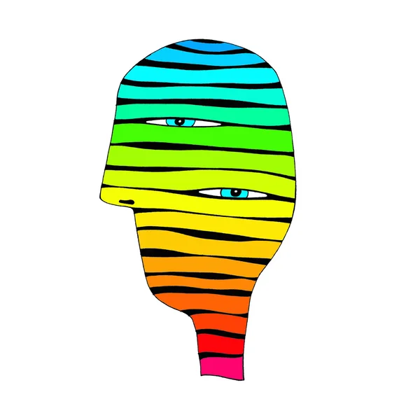 Abstract colorful striped head with two eyes — Stock Photo, Image