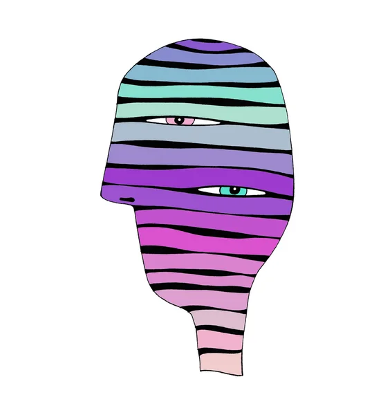 Abstract colorful striped head — Stock Photo, Image