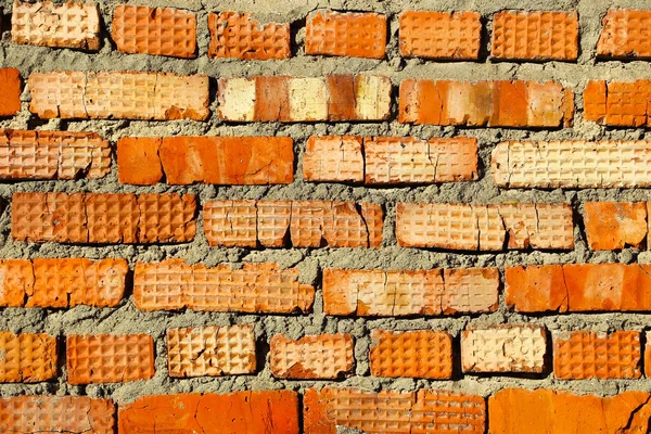 Sloppy Weathered Brick Wall Close Architectural Background — Stock Photo, Image