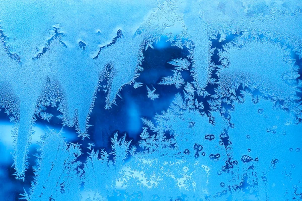 Eismuster Nahaufnahme Winterfenster — Stockfoto