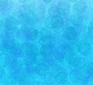 Mavi arkaplanda farklı boyutlarda saydam kabarcıkların soyut deseni