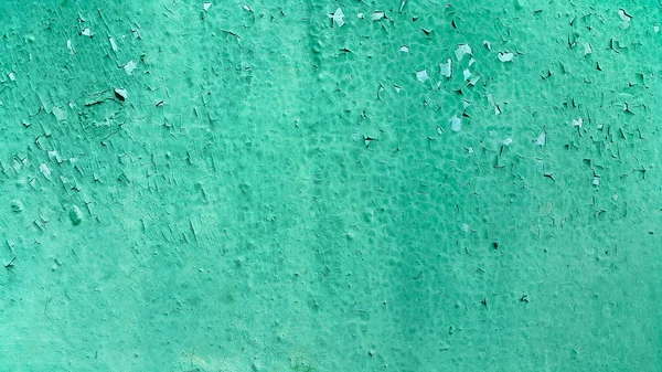 Textura Zelené Malované Kovové Stěny Prasklé Času Vinobraní Ošlehaného Pozadí — Stock fotografie