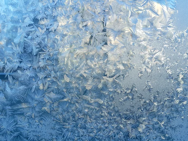 Wzór lodu na szkle zimowym — Zdjęcie stockowe