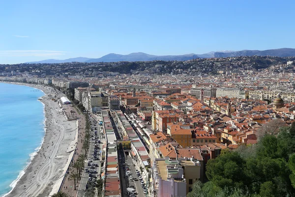 Vista panorámica de la costa de Niza y el casco antiguo, Francia —  Fotos de Stock