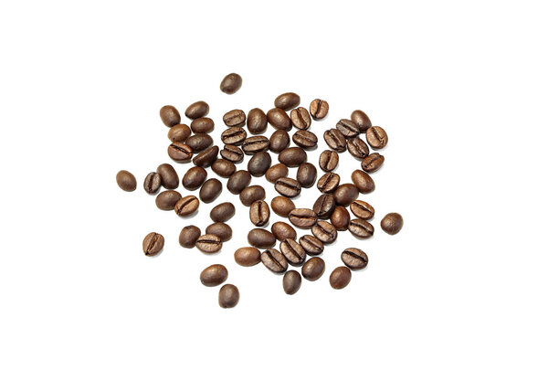 Coffee grains on white background