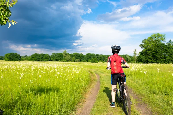 Menina com bicicleta — Fotografia de Stock