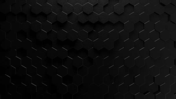 Dark Gray Hexagons moving up and down. Background. — Stock Video