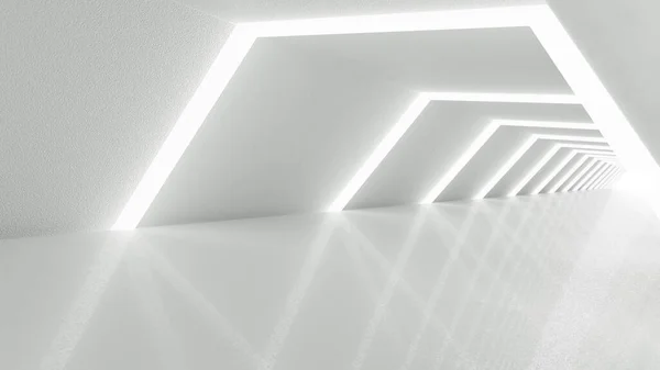 Túnel futurista branco que conduz à luz. Imagem De Stock