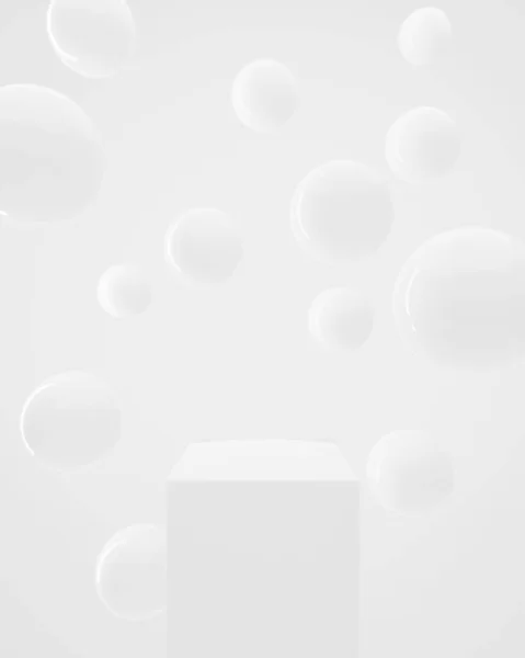 Podium with glossy balls. 3d render Stock Image