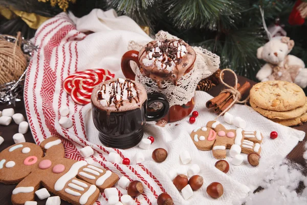 Two cups of cocoa — Stock Photo, Image