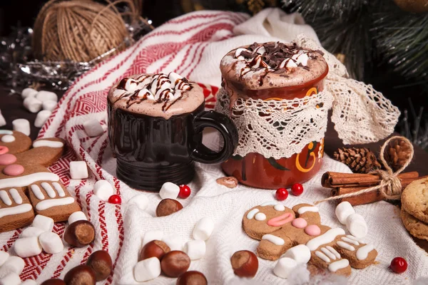 Two cups of cocoa — Stock Photo, Image