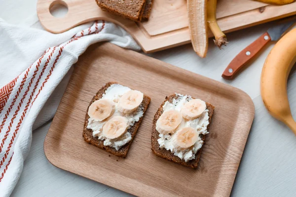 Sandwich with banana — Stock Photo, Image