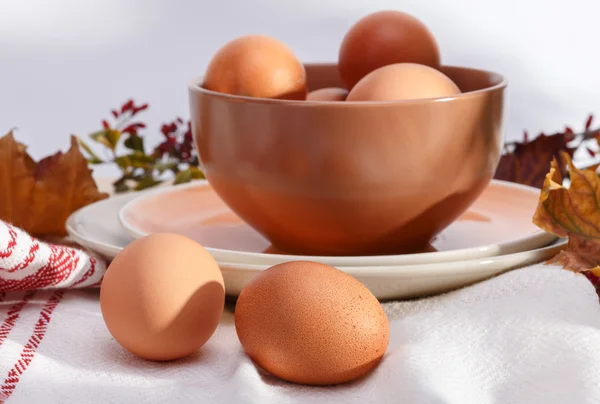 Plattor med ägg — Stockfoto