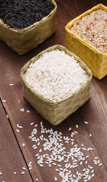 Rice in baskets — Stock Photo, Image