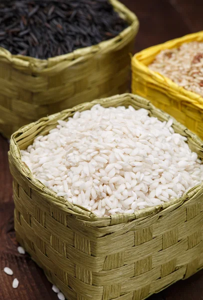 Rice in baskets — Stock Photo, Image