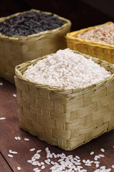Rice in baskets — Stock Photo, Image