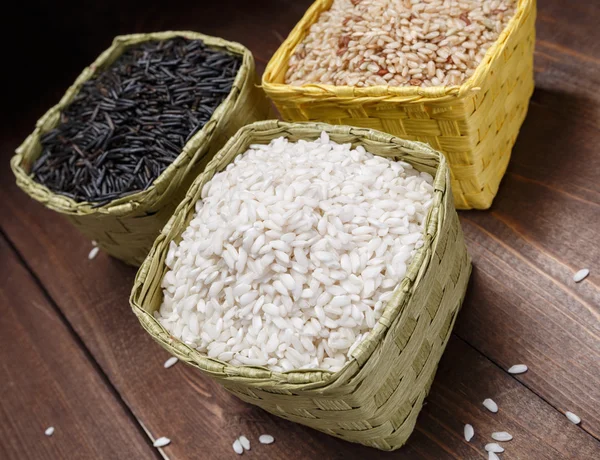 Rice in baskets — Stock Photo, Image