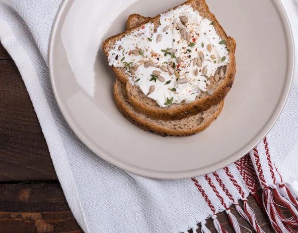 Sandwich with soft cheese — Stock Photo, Image