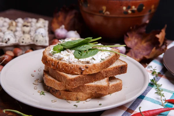 Sandwich dengan keju lembut — Stok Foto