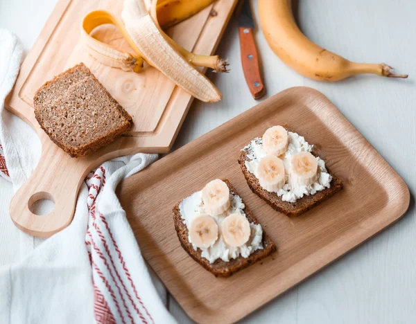 Sandwich with banana — Stock Photo, Image