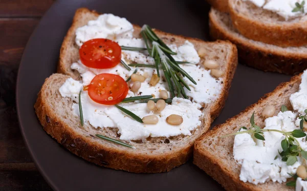 Sandwich with soft cheese — Stock Photo, Image