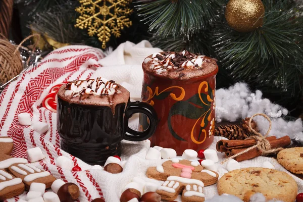 Two cups of cocoa — Stock Photo, Image