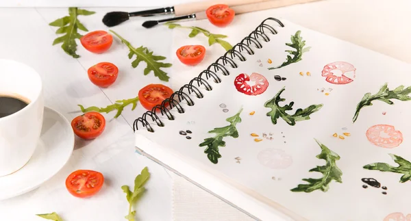 Cherry tomatoes ans arugula — Stock Photo, Image
