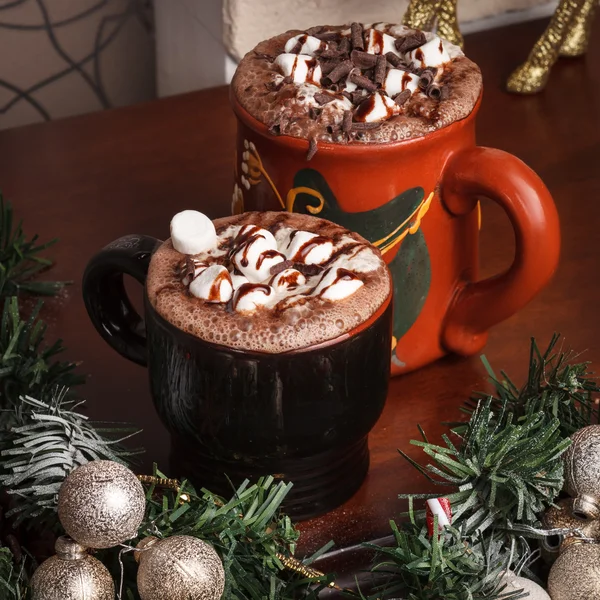 Two cups of cocoa — Stock Photo, Image