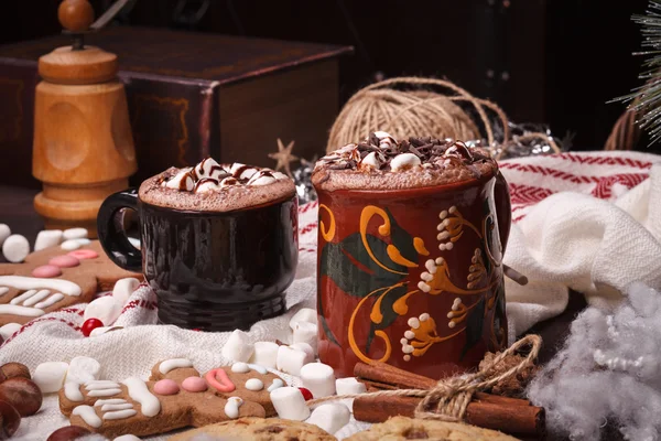 Two cups of cocoa — Stock Photo, Image